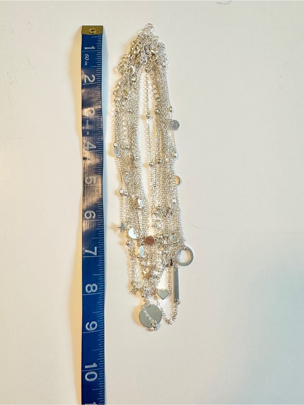 9 Layered Silver-tone Multi-Charm Necklaces for Women